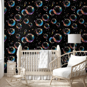 Papel Pintado Elegantes burbujas arcoiris con lentes de piel des