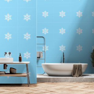 Papel Pintado Elegantes copos de nieve nórdicos chic en azul beb
