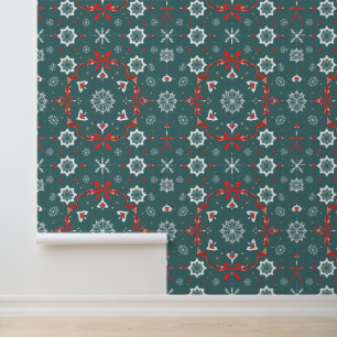 Papel Pintado Elegantes Navidades Patrón de copos de nieve
