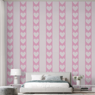 Papel Pintado Elegantes paneles de corazones, franjas Pastel sua