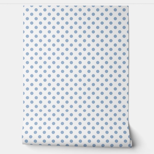 Papel Pintado Elegantes puntos de polka azul turbio (Desenrollar)