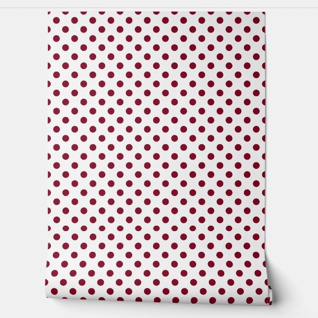 Papel Pintado Elegantes puntos de Polka Rojo Borgoña (Desenrollar)