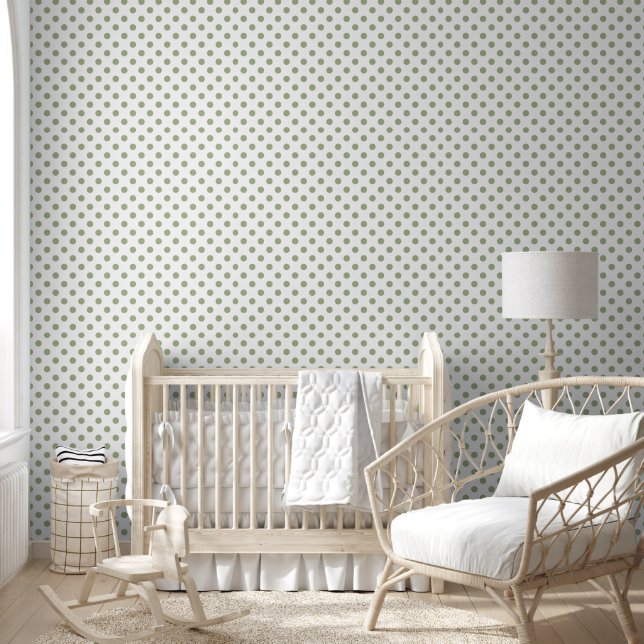Papel Pintado Elegantes puntos de Polka Verde Masaje (Niños)