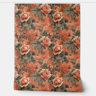Papel Pintado Elegantes rosas ingleses chic y chic de terracota