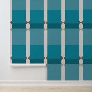 Papel Pintado Elegantes tonos geométricos de tierra azul marrón 