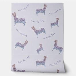 Papel Pintado Embossed Indigo Gradient Paw Print Dog Outline