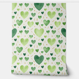 Papel Pintado Emerald Grove & Corazones Dorados