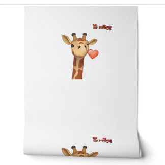 Papel Pintado emoji guiñando besos corazón girafa cara