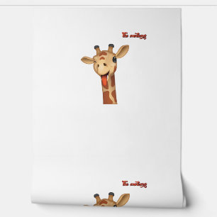 Papel Pintado emoji guiñando la lengua por la cara de la jirafa