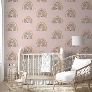 Papel pintado en arco iris rosa