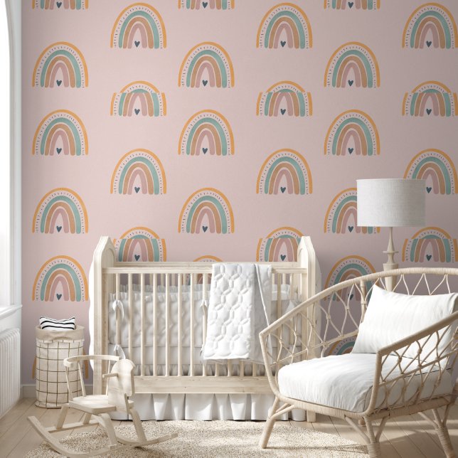 Papel pintado en arco iris rosa (Niños)