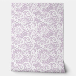 Papel Pintado Encaje casi blanco sobre rosa pastel