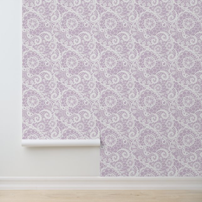Papel Pintado Encaje casi blanco sobre rosa pastel (Solicitud)