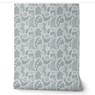 Papel Pintado Encaje Gris Azul
