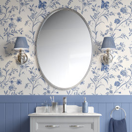Papel Pintado Encanto floral francés - azul y blanquecino - fran