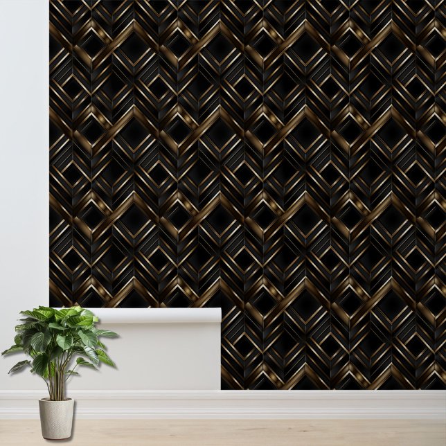 Papel Pintado Énfasis de patrón geométrico negro y marrón de mod (Subido por el creador)