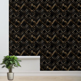 Papel Pintado Énfasis de patrón geométrico negro y marrón de mod