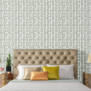 Papel Pintado Énfasis de patrón grande verde y blanco de moda