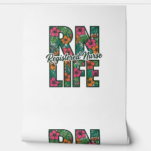 Papel Pintado Enfermera Registrada RN Vida Floral Diseño Vectori