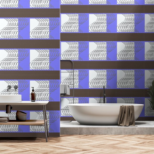 Papel Pintado Enlaces de onda azul + marrón (Baño)