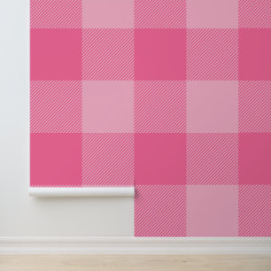 Papel Pintado Enorme Cuadro Escocés Rosa Francés Búfalo