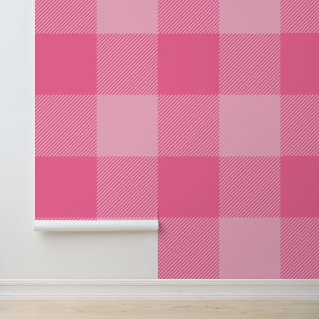 Papel Pintado Enorme Cuadro Escocés Rosa Francés Búfalo (Solicitud)