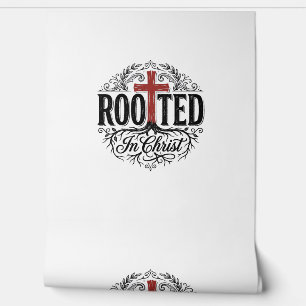 Papel Pintado Enraizado en Cristo Diseño de Cruz Cristiana Vinta