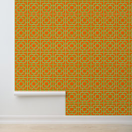 Papel Pintado Enrejado de bambú groovy - Naranja y lima