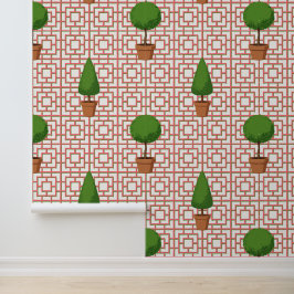 Papel Pintado Enrejado de bambú rosa Topiary Pelar y pegar 