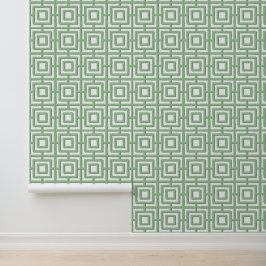 Papel Pintado Enrejado de Palm Beach - Enrejado Cuadrado Sage