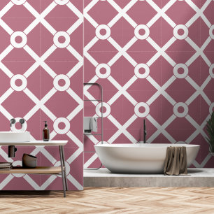 Papel Pintado Entramado moderno malva rosa y blanco