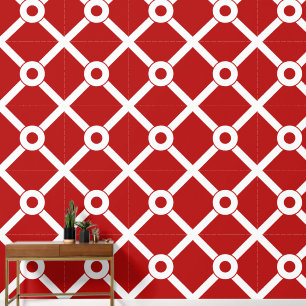 Papel Pintado Entramado moderno rojo y blanco