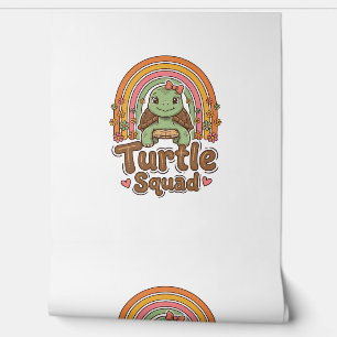 Papel Pintado Equipo de Tortuga Lindo Diseño Vectorial Floral Ar