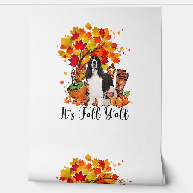 Papel Pintado Es Fall Y'all Springer Spaniel Dog Halloween Tha (Desenrollar)