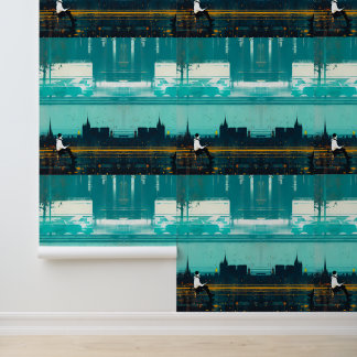 Papel Pintado Esbozo urbano en la noche del Cityscape