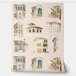 Papel Pintado Esbozos de acuarela de la ciudad vieja Delicados