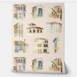 Papel Pintado Esbozos de acuarela de la ciudad vieja Delicados