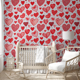 Papel Pintado Esbozos del corazón rojo