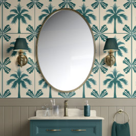 Papel Pintado Escape de palmas tropicales - Verde, Beige - Costa