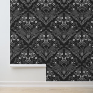 Papel Pintado Escarabajos y helechos de estribor, en blanco y ne