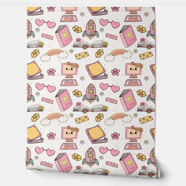 Papel Pintado Escuela de temas retro (Desenrollar)