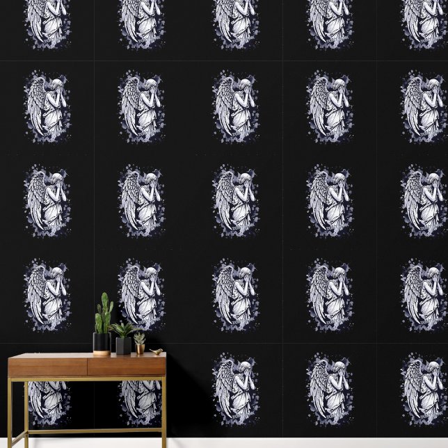 Papel Pintado Escultura de un ángel llorando - con salpicaduras  (Pasillo)