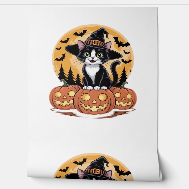 Papel Pintado Esencial calabazas de peluca de gatos de esmoquín  (Desenrollar)