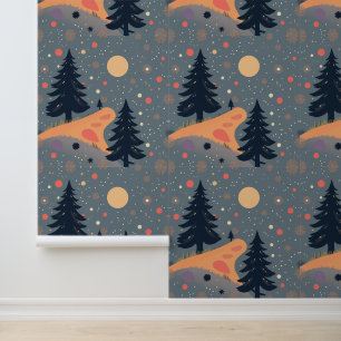 Papel Pintado Espectacular invierno Wonderland: Noche festiva de