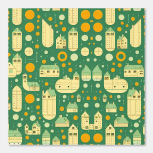 Papel Pintado Espectacular patrón de casas y círculos de aldeas