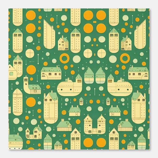 Papel Pintado Espectacular patrón de casas y círculos de aldeas (Anverso)