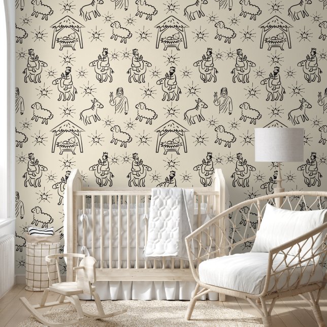 Papel Pintado Espectáculo caprichoso del bebé Jesús Manger (Niños)