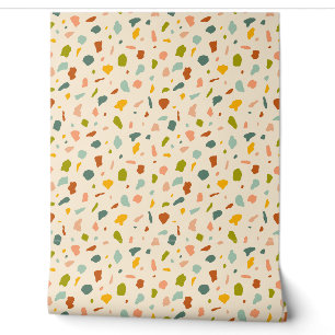 Papel Pintado Espectros Terrazzo de piedra texturizada - Crema