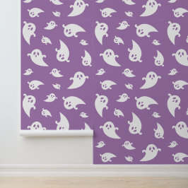 Papel Pintado Espeluznante Patrón Fantasma Blanco En Halloween P