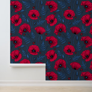 Papel Pintado Espías rojas y ladybugs en azul oscuro